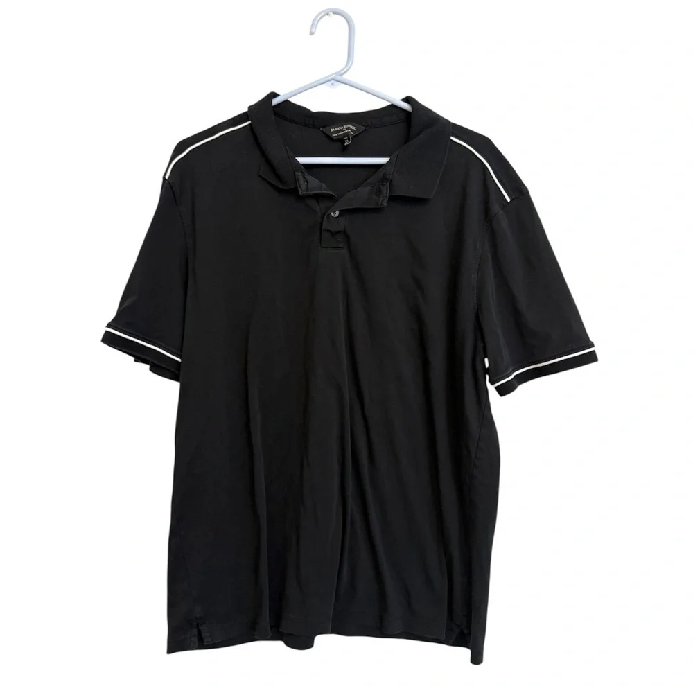 2/$30 Banana Republic - Men’s Black Polo w/ White Trim - Lux Touch Performance